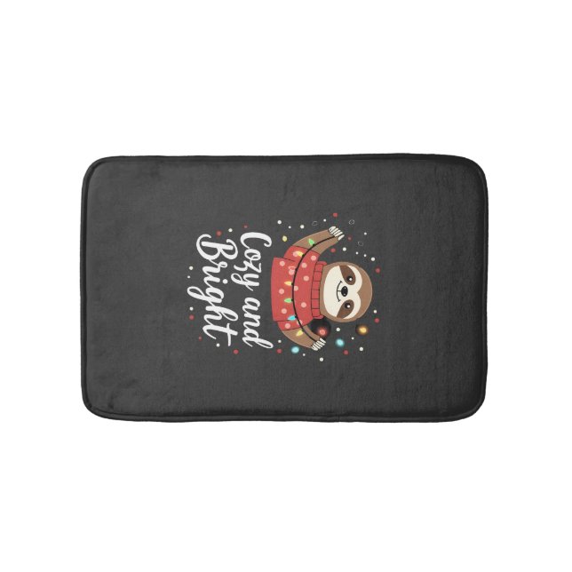 Tapete De Banheiro Cozy And Bright Sloth Christmas Lights (4) (frente)