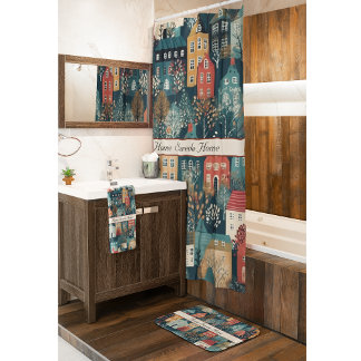 Tapete De Banheiro Cozy Hygge Village Nordic Folart, costume