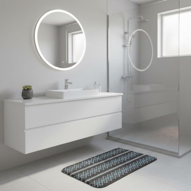 Tapete De Banheiro Cozy Knitted Pattern Black and Gray  (Criador carregado)