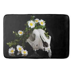 Tapete De Banheiro Crânio animal com uma coroa de flor selvagem