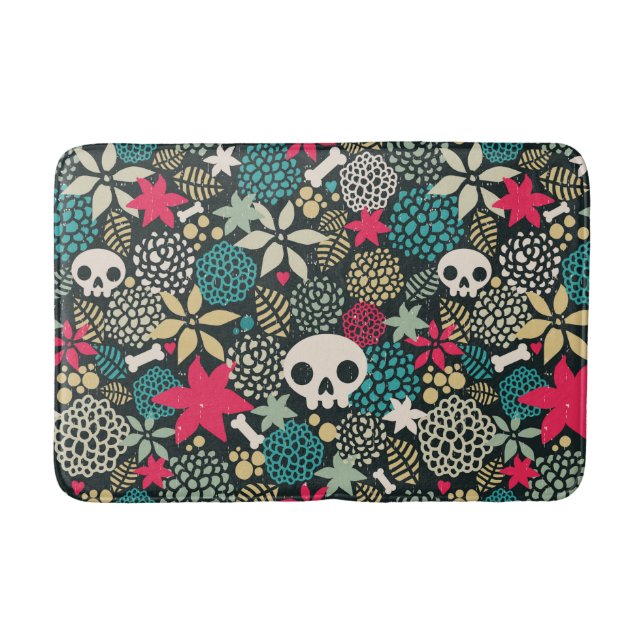 Tapete De Banheiro Crânio nas flores (Frente)