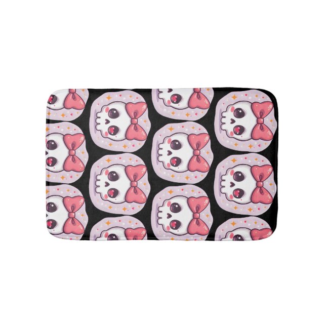 Tapete De Banheiro Cranio Pastel Goth com Laço (frente)