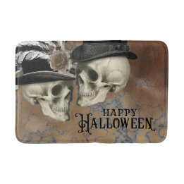 Tapete De Banheiro Crânios Góticos no Chapéu Vintage Halloween