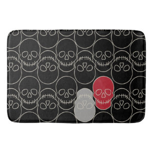 Tapete De Banheiro Crânios - Preto-Bato e Branco-Osso