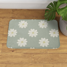 Tapete De Banheiro Cream Daisy Sage Green Modern Floral Mat