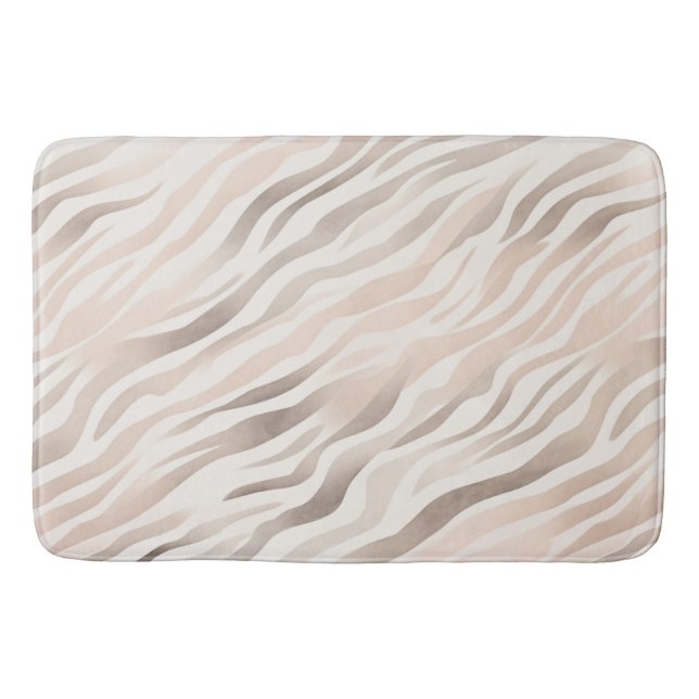 Tapete De Banheiro Creme Rosa Beige Zebra Impressão Animal (Frente)