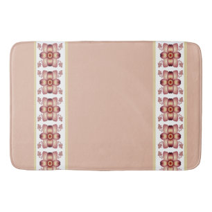 Tapete De Banheiro Creme Rosa E Branco