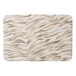 Tapete De Banheiro Creme Zebra Dourada          