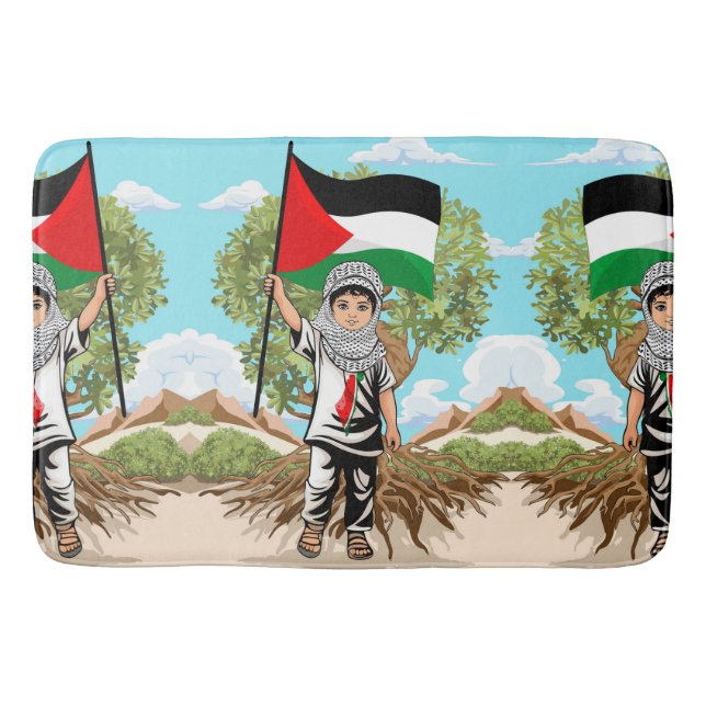 Tapete De Banheiro Criança com a bandeira Keffiyeh Palestine (Frente)