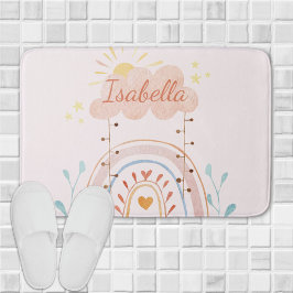 Tapete De Banheiro Crianças Arco-Íris Fofo Aquarela Monogramada