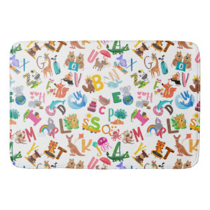 Tapete De Banheiro Crianças com espartilho alfabético de animais