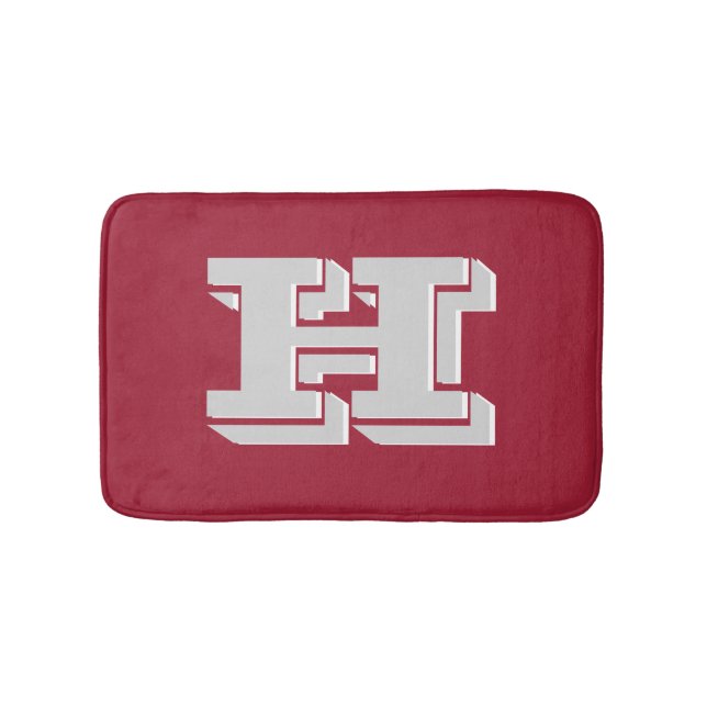 Tapete De Banheiro Crimson and White Varsity Letter Style Monogram (frente)