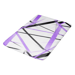 Tapete De Banheiro Criss cruzou o Lilac e listras pretas no branco