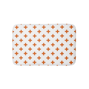 Tapete De Banheiro Cruz de polca laranja no branco