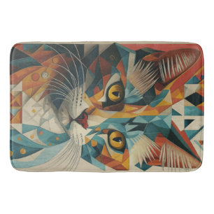 TAPETE DE BANHEIRO CUBISMO GEOMÉTRICO DE ABSTRATO DE GATO CIBERNÉTICO
