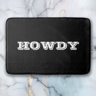 Tapete De Banheiro Cumprimento "Howdy" ou Nome, Preto