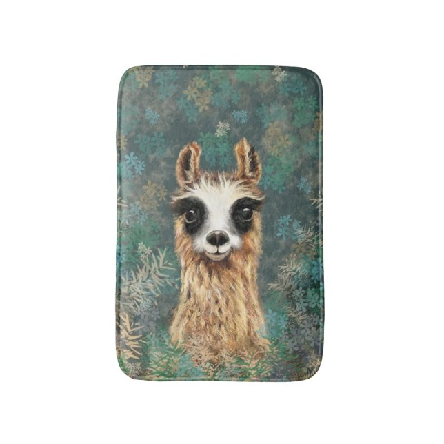 Tapete De Banheiro Curiosa Alpaca Funny Bath Mat (Frente Vertical)