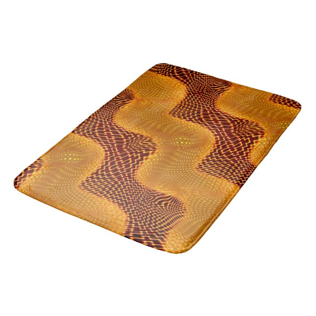 Tapete De Banheiro Curva laranja e pontos de ourados sobre marrom (Angulado)