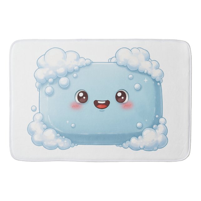Tapete De Banheiro Cute Blue Soap Bar with Bubbles (Frente)