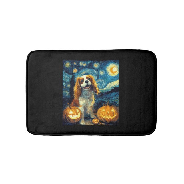 Tapete De Banheiro Cute Cavalier King Charles Spaniel Dog Halloween J (frente)