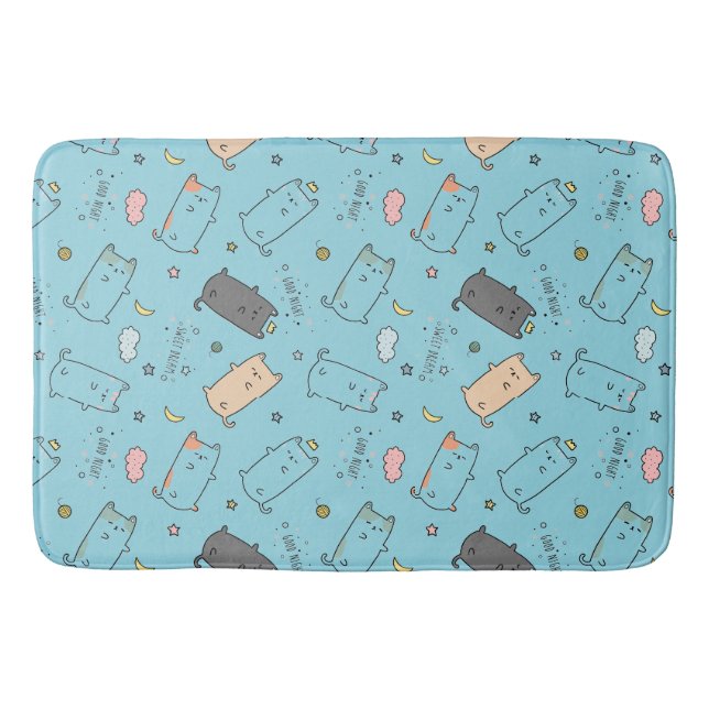 Tapete De Banheiro Cute & Cozy Sleepy Cat Dreams Pattern (Frente)