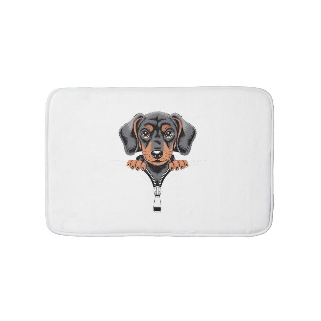 Tapete De Banheiro Cute Dachshund Peeking Out of Zipper Illustration (frente)