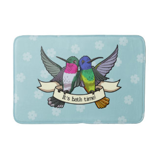 Tapete De Banheiro Cute Hummingbirds It's Bath Time! Ribbon Cartoon