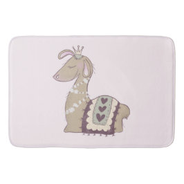 Tapete De Banheiro Cute Llama Princess Vestindo uma Coroa