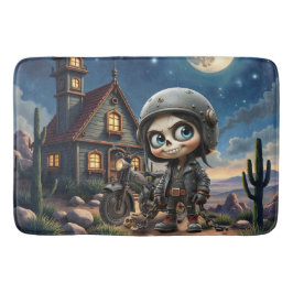 Tapete De Banheiro Cute Skull Biker | Passeio ao Luar pelo Deserto