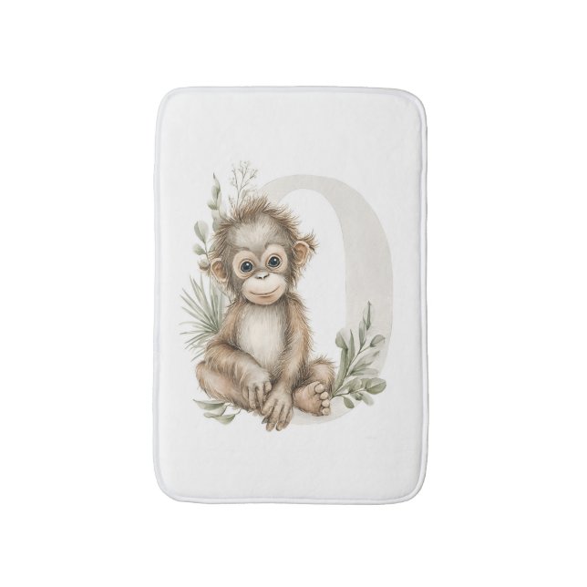 Tapete De Banheiro Cute watercolour baby animal alphabet Orangutan (Frente Vertical)