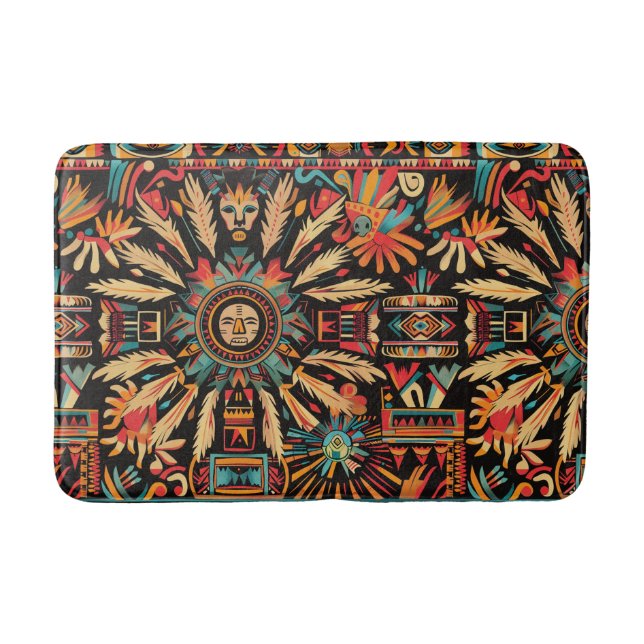 Tapete De Banheiro Cyan "Aztec Dream" Patterno Plush Bath Mat (Frente)