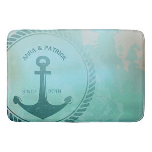 Tapete De Banheiro Da âncora retro da cerceta do vintage costume