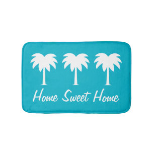 Tapete De Banheiro Da palmeira esteira de banho azul home doce Home