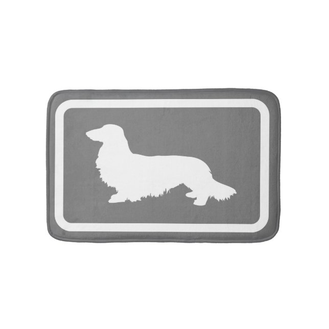 Tapete De Banheiro Dachshund Bath Mat Cinza Doxie Bathroom Rug (frente)