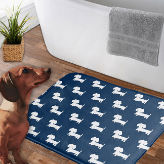 Tapete De Banheiro Dachshund Bath Mat Marinho Blue Doxie Bathroom Rug