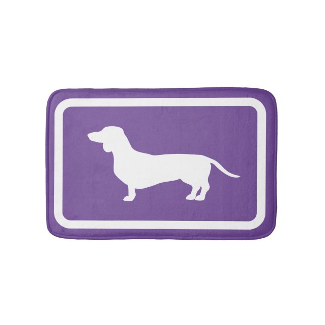 Tapete De Banheiro Dachshund Bath Mat Purple Doxie Bathroom Rug (frente)