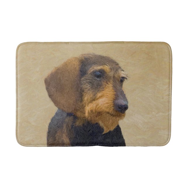 Tapete De Banheiro Dachshund (Wirehaired): Pintura original de cães (Frente)