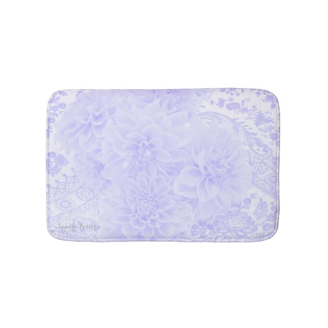 Tapete De Banheiro Dahlias em azul (frente)