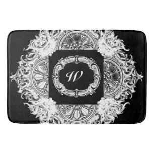 Tapete De Banheiro Damasco Home branco Monogrammed Toile da decoraç