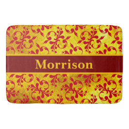 Tapete De Banheiro Damasco vermelho elegante e textura Dourada