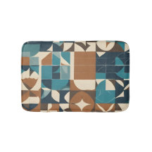 Dark Blue, Teal, Brown, and Tan Geometric Pattern