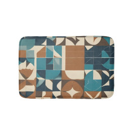 Tapete De Banheiro Dark Blue, Teal, Brown, and Tan Geometric Pattern