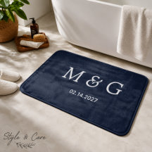 Data de Monograma Personalizado Azul-Marinho Elega