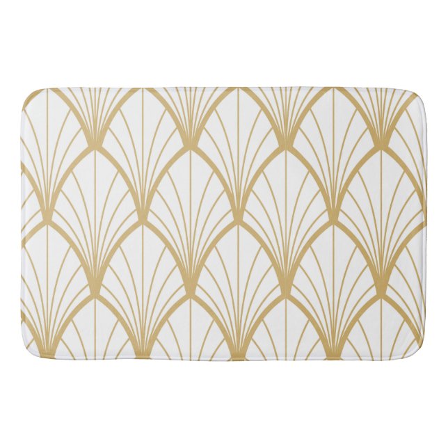 Tapete De Banheiro Deco de arte, lindo, padrão de ventilador, ouro, b (Frente)