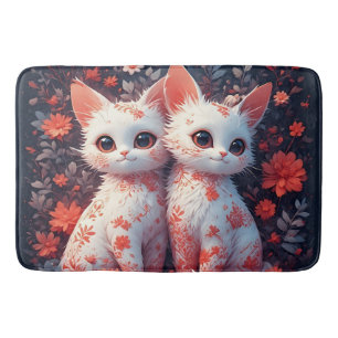 Tapete De Banheiro Decoração Floral de Banheiro de Gatinho Fofo Kawai
