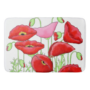 Tapete De Banheiro Decoração Personalizada de Papagaios Rosa Vermelho
