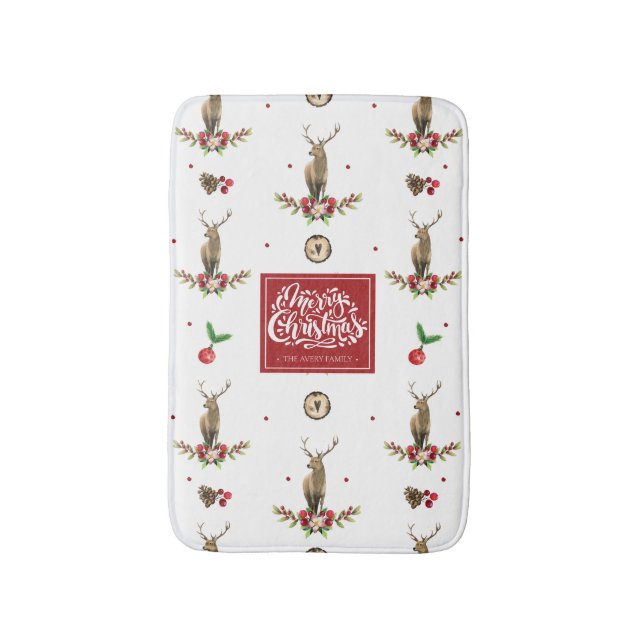 Tapete De Banheiro Deer Christmas Idyll Personalizado (Frente Vertical)