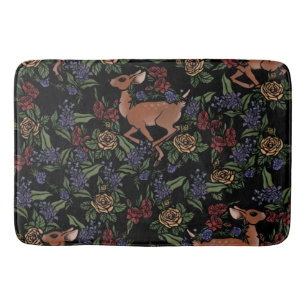 Tapete De Banheiro Deer Fawn Floral Pattern