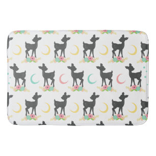 Tapete De Banheiro Deer Pattern, Baby Deer, Boho, Flores, Lua