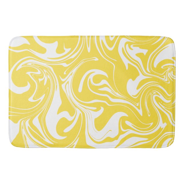 Tapete De Banheiro Derramar - Amarelo limão e branco (Frente)